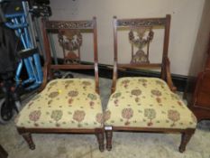A PAIR OF EDWARDIAN BEDROOM CHAIRS