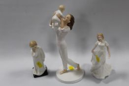 THREE ROYAL DOULTON FIGURINES - MOTHER & BABY, FRIENDSHIP AND DARLING