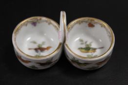 A MEISSEN DOUBLE SALT WITH LOOP HANDLE