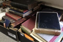 TWO TRAYS OF ANTIQUE BOOKS TO INCLUDE CHAMBERS JOURNAL 1908