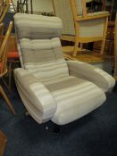 MODERN STRIPED UPHOLSTERED RECLINING ARMCHAIR