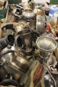 TWO TRAYS OF ASSORTED SILVER PLATED WARE