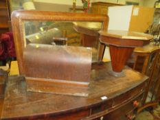 A CASED SEWING MACHINE - CASE LOCKED, TOGETHER WITH AN ANTIQUE MIRROR AND WORK TABLE (3)