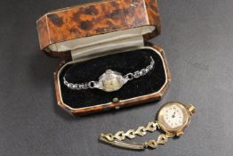 A VINTAGE BULOVA 10ct WHITE ROLLED GOLD WATCH PLUS ONE OTHER