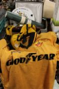 SMALL COLLECTION OF WOLVERHAMPTON WANDERS MEMORABILIA TO INCLUDE A WOLVES SHIRT, SCARF, PLATE ETC