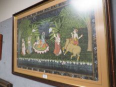 AN ASIAN SCREEN PRINT POSSIBLY ON SILK DEPICTING WEDDING OF THE GODS
