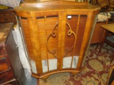 A VINTAGE WALNUT CHINA CABINET - W 100 cm
