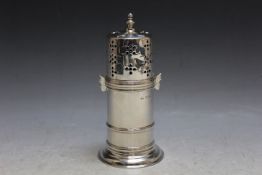 AN UNUSUAL HALLMARKED SILVER CASTOR WITH TWIST LOCK FITTING BY WAKLEY & WHEELER - LONDON 1926,