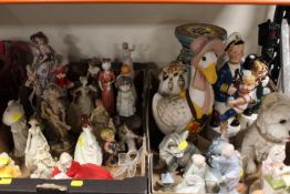 TWO TRAYS OF CERAMIC FIGURINES ETC