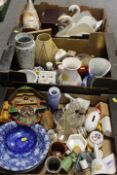 THREE TRAYS OF ASSORTED CERAMICS TO INCLUDE VASES