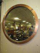 A LARGE MODERN CIRCULAR COPPER EFFECT MIRROR - Dia. 91 cm
