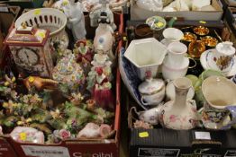 TWO TRAYS OF ASSORTED CERAMICS TO INCLUDE FIGURINES, COALBROOKDALE BY COALPORT VASE , CROWN