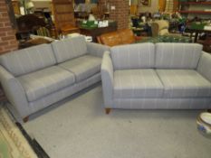 TWO MODERN UPHOLSTERED GREY FABRIC SOFAS