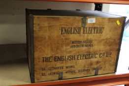 LOCAL INTEREST - VINTAGE ENGLISH ELECTRIC COMPANY LTD ST LEONARDS WORKS STAFFORD WOODEN STORAGE
