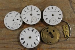 GENTS ANTIQUE VERGE POCKET WATCH MOVEMENT AND 3 OTHERS