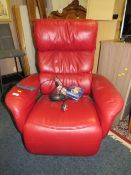 A RED LEATHER ELECTRIC ARMCHAIR