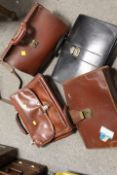A SELECTION OF VINTAGE LEATHER SATCHELS, GLADSTONE BAG ETC