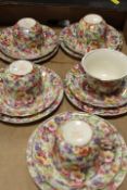 TRAY OF JAMES KENT CHINTZ TRIOS