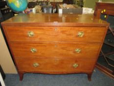 A 19TH CENTURY MAHOGANY THREE DRAWER CHEST - W 107 CM