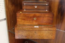 THREE VINTAGE WOODEN WORK BOXES