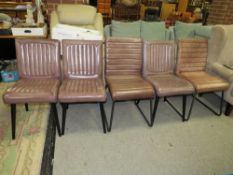 A SET OF FIVE MIXED GREY LEATHER DINING CHAIRS
