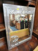 A REPRODUCTION METAL 'ROLLS ROYCE' MIRROR, 60 x 50 cm