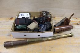 A TRAY OF ASSORTED COLLECTABLES TO INCLUDE A MILITARY TEL. SCT. REGT. MKII S B.C Ltd & Co. FOUR DRAW