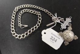 A HALLMARKED SILVER GRADUATING ALBERT CHAIN WITH T-BAR WITH A ST JOHNS AMBULANCE ASSOCIATION