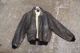 A VINTAGE AMERICAN TYPE A2 US ARMY AIR FORCES LEATHER FLYING JACKET