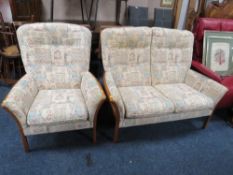 A MODERN PARKER KNOLL TWO PIECE COTTAGE SUITE