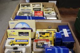 TWO TRAYS OF ASSORTED BOXED CORGI SETS TO INCLUDE WHITTLE'S BURLINGHAM SEAGULL AND AEG REGAL BUSES