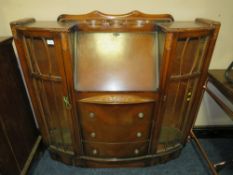 A RETRO OAK BUREAU BOOKCASE A/F