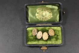 A PAIR OF VICTORIAN GOLD FRONT CUFFLINKS IN ORIGINAL BOX