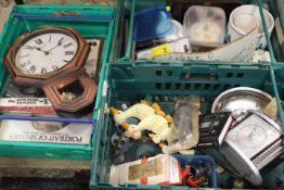 THREE TRAYS OF ASSORTED SUNDRIES TO INCLUDE A CAST METAL DUCK FAMILY DOOR STOP ( TRAYS NOT