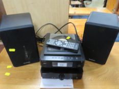 A SANDSTROM MINI HI-FI AND SPEAKERS - REMOTE