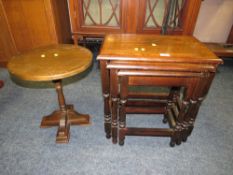 AN OAK NEST OF TABLES AND OCCASIONAL TABLE