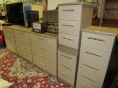 SIX ASSORTED HIGH GLOSS MODERN CHEST OF DRAWERS