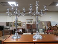 A PAIR OF MODERN METAL CANDELABRA - H 62 cm