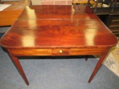A 19TH CENTURY MAHOGANY FOLD OVER TEA TABLE - W 101 cm