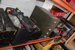 A LARGE SELECTION OF TOOL BOXES WITH CONTENTS , SPANNERS ETC