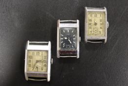 THREE VINTAGE ART DECO MENS WRIST WATCHES