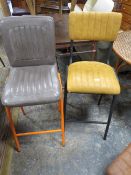 TWO MODERN LEATHER BAR / KITCHEN STOOLS