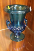 EARLY UNUSUAL BLUE GLASS URN