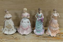 FOUR COALPORT MATT FINISH 'THE AGE OF ELEGANCE' FIGURINES