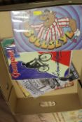 A BOX OF METAL SIGNS TEXACO, MARIO ETC