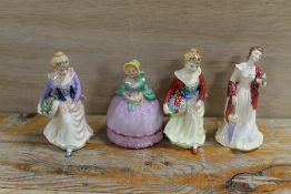 A SMALL ROYAL DOULTON FIGURINE 'ESMERALDA' HN2168 TOGETHER WITH THREE OTHER FIGURINES (4)