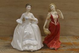 A ROYAL DOULTON FIGURINE 'STROLLING' HN3755 TOGETHER WITH ANOTHER FIGURINE (2)