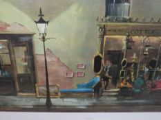 A FRAMED AND GLAZED PRINT ENTITLED ANTIQUE SHOP BY DEBORAH JONES