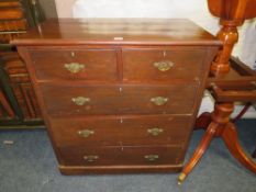 AN ANTIQUE OAK FIVE DRAWER CHEST - W 99 cm
