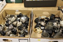 TWO TRAYS OF VINTAGE MOTOR RALLY TROPHIES ETC